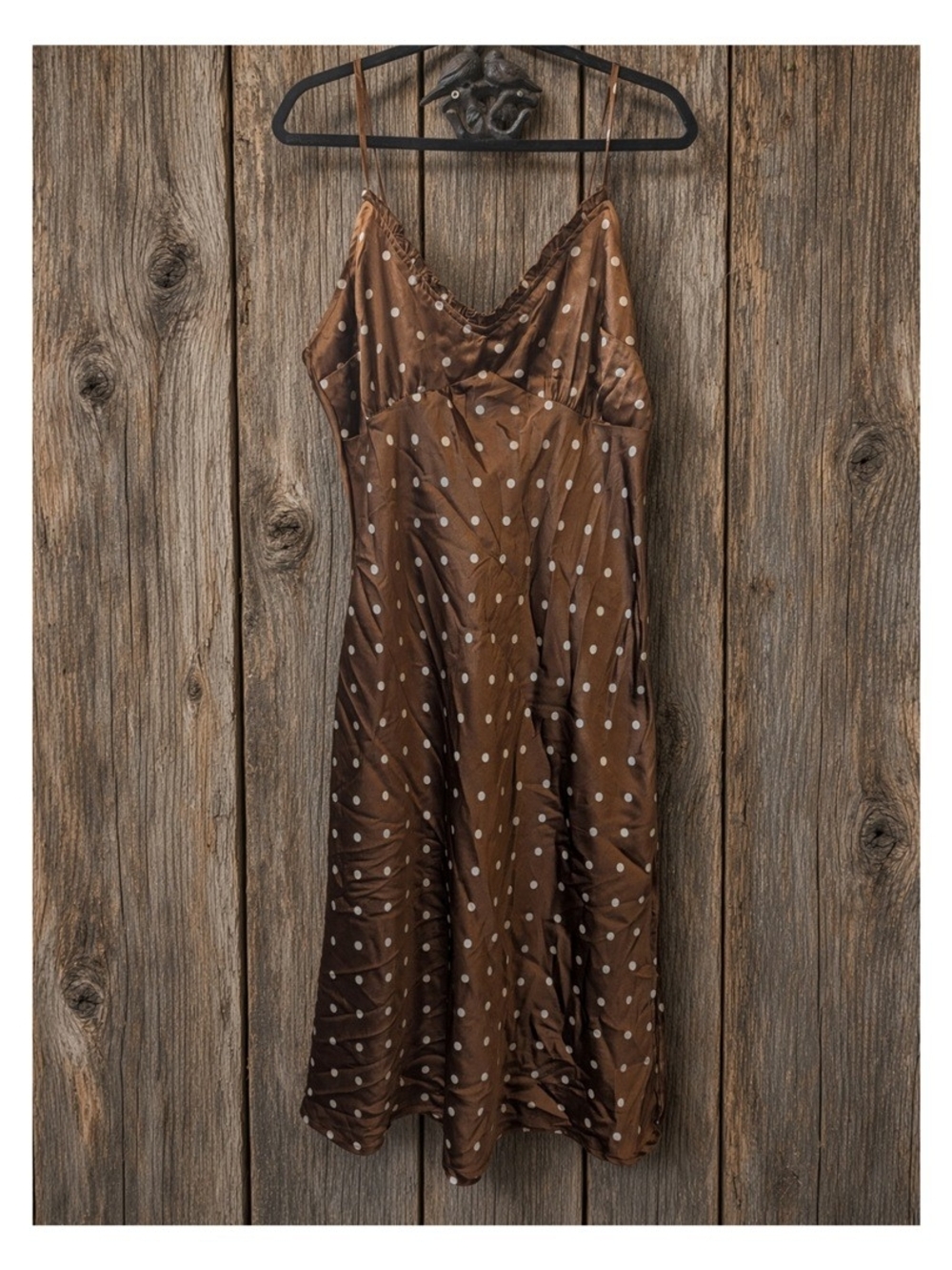 Japna Brown Polka Dot Midi Slip Dress